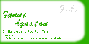 fanni agoston business card